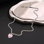 گردنبند قلب تنیسی آبکاری نقره 925 رنگ ثابت - تصویر 3